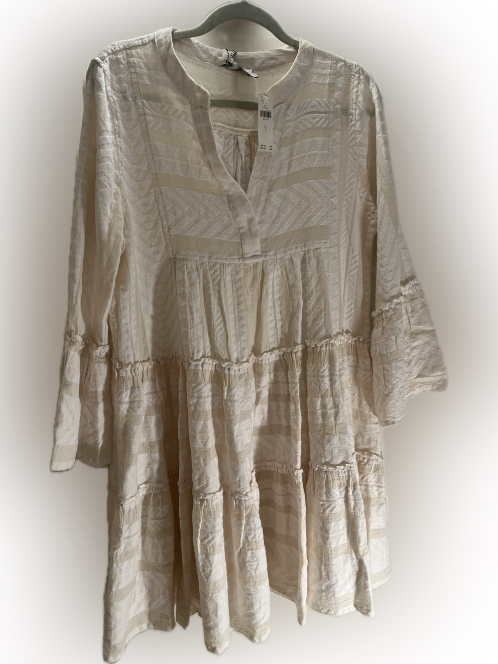 Devotion Twins Ella Aritzia Cream Textured Tiered Dress
